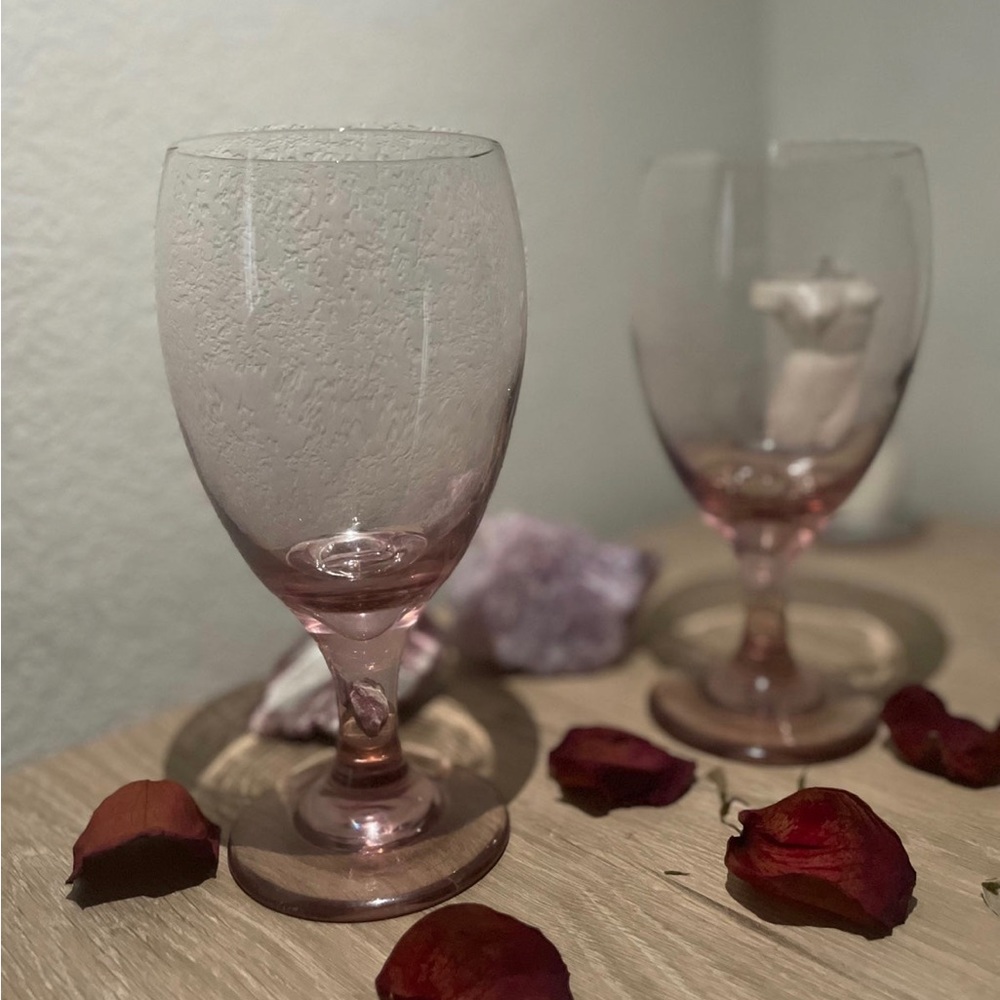 vintage pink wine libbey glasses